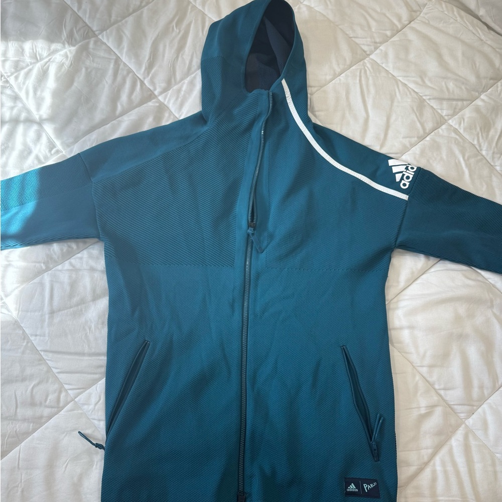 Adidas Blue and Black Hooded Jacket